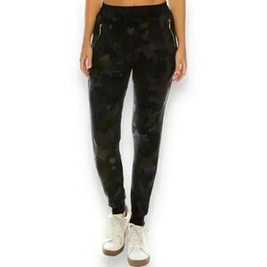 Women's Size Large Gray Camo Print Super Soft Jogger/Leggings With Gold Accents